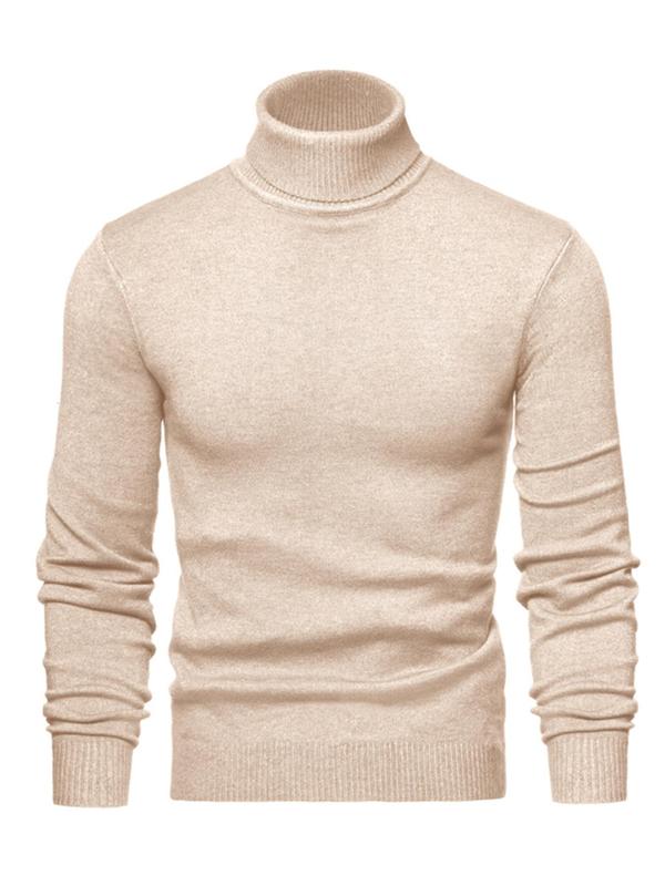 Men's Solid High Neck   Sweater, Regular Fit Casual Long Sleeve Jumper for Fall & Winter, Men's Knitwear for Daily Wear