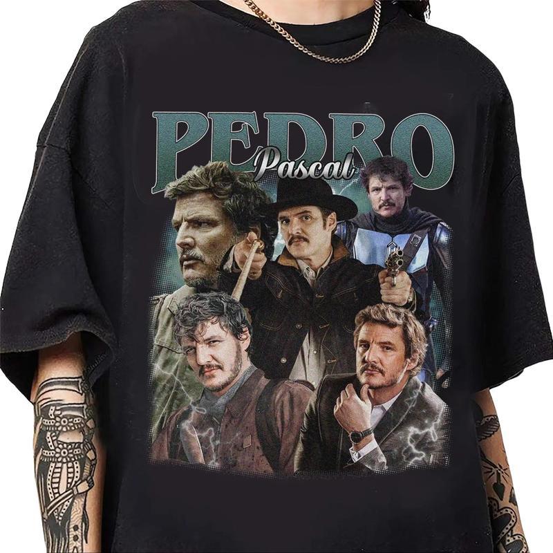 Pedro Pascall Graphic Shirt, Pedro Pascal Tribute Celebrity Shirt, Narco Pedro Pascal Fans Gift Unisex Cotton Menswear Streetwear