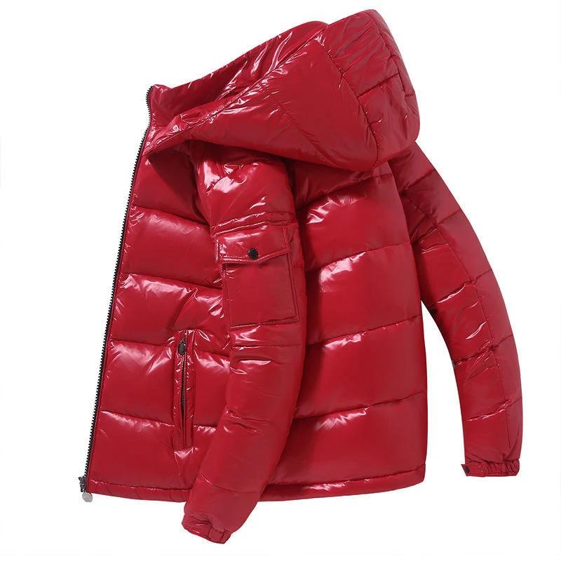 New Winter Men Hooded Shiny Puffer Jackets Casual White Duck Down Coats High Quality Male Outdoor Windproof Warm Jackets Size 4X