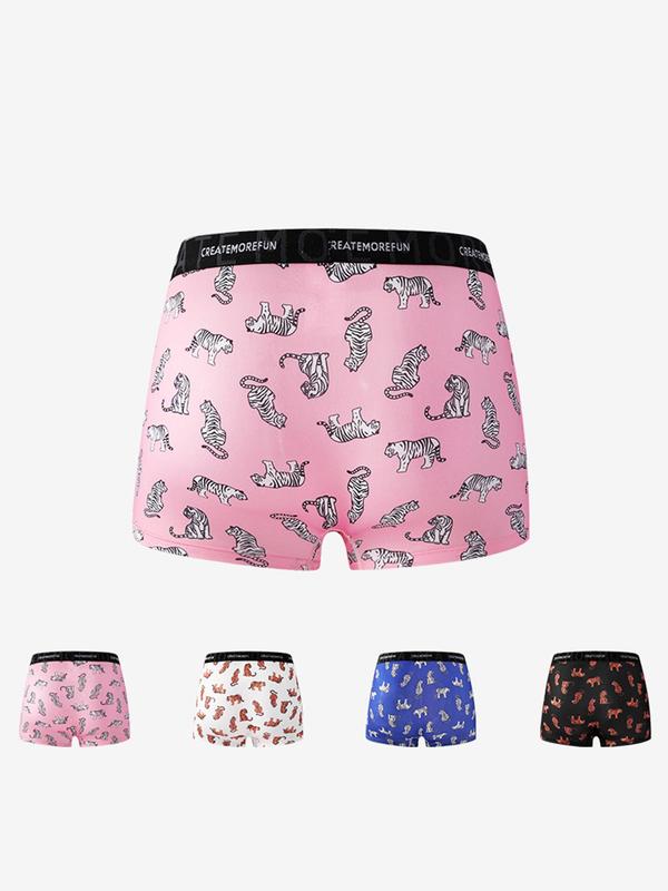 Men's All Over Print Boxer Brief, Casual Comfy Breathable Underwear for Daily Wear, Men's Underwear for All Seasons