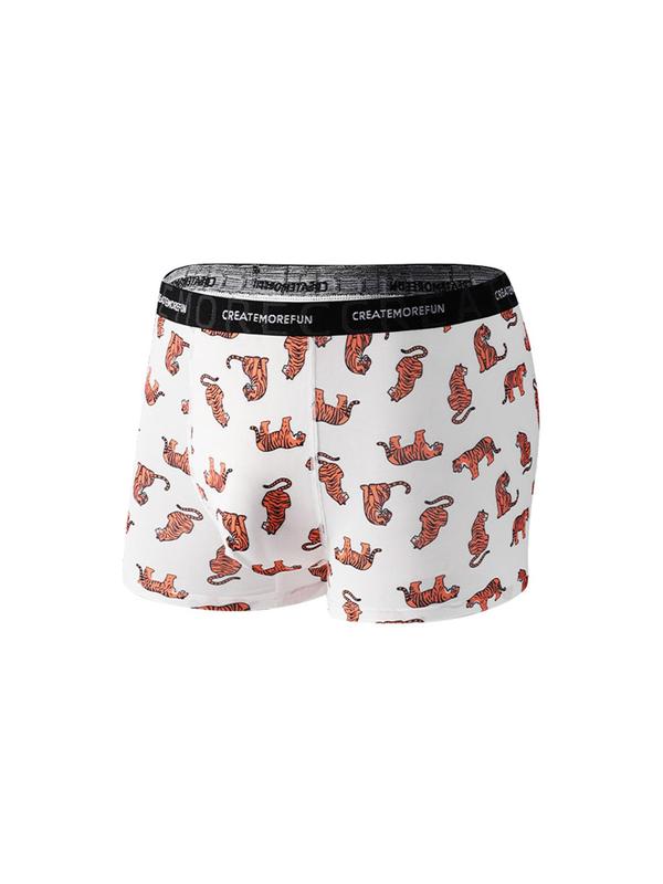 Men's All Over Print Boxer Brief, Casual Comfy Breathable Underwear for Daily Wear, Men's Underwear for All Seasons