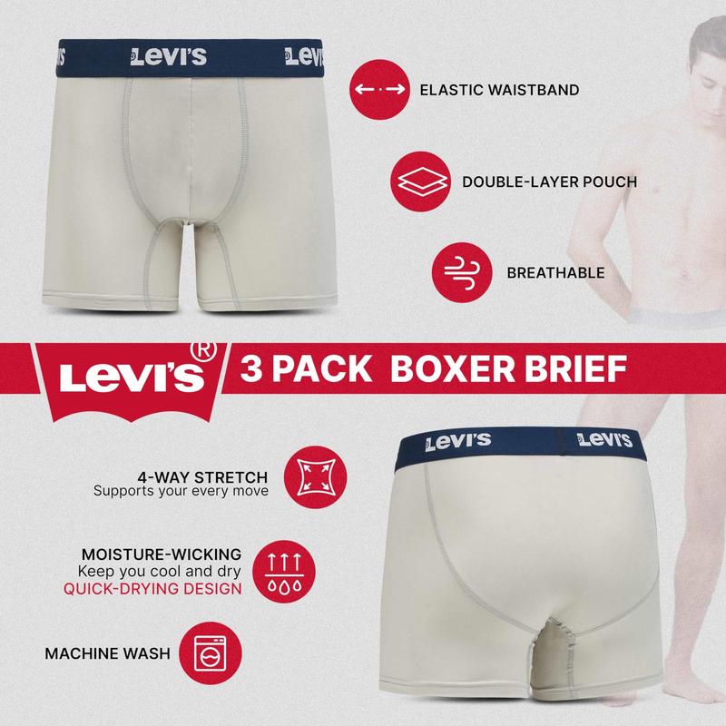 Levi's Mens Underwear Microfiber Boxer Brief for Men Ultra Soft 3 Pack