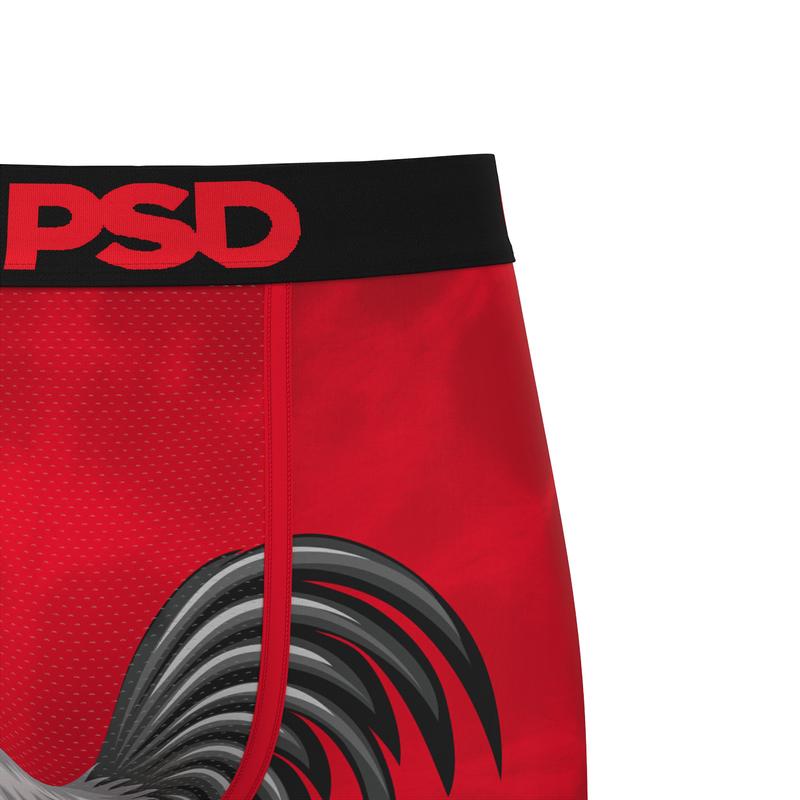 PSD Men's Red Cocky Boxer Brief - Standard Length 7 Inch Inseam, Moisture-Wicking 4-Way Stretch Fabric