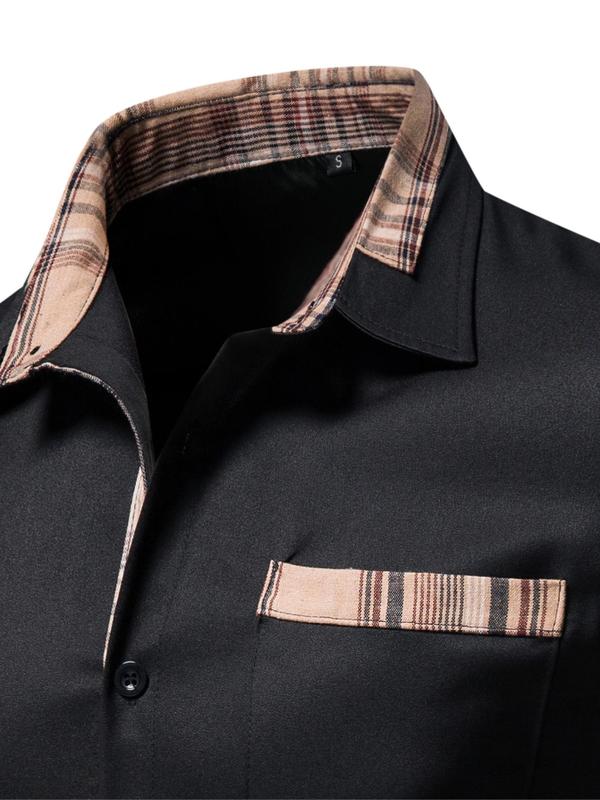 Men's Plaid Print Button Front Shirt, Casual Regular Fit Long Sleeve Pocket Top for Daily Wear, Menswear for All Seasons