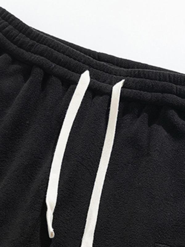 Men's Letter Pattern Drawstring Waist Sweatpants, Regular Fit Casual Pocket Straight Leg Trousers for Fall & Winter, Men's Bottoms for Daily Wear