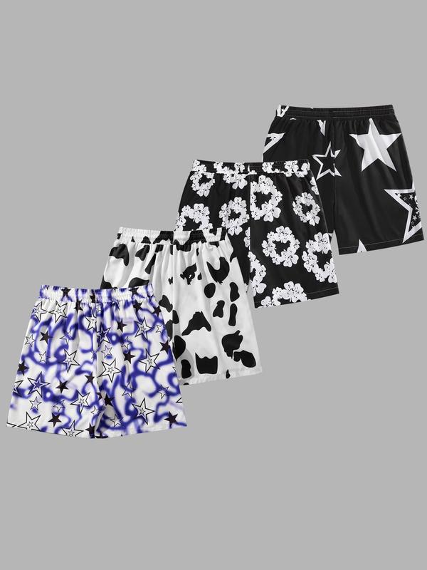 Men's All Over Print Drawstring Waist Shorts, Casual Regular Fit Pocket Beach Shorts for Summer, Men's Bottoms for Vacation Holiday Beach