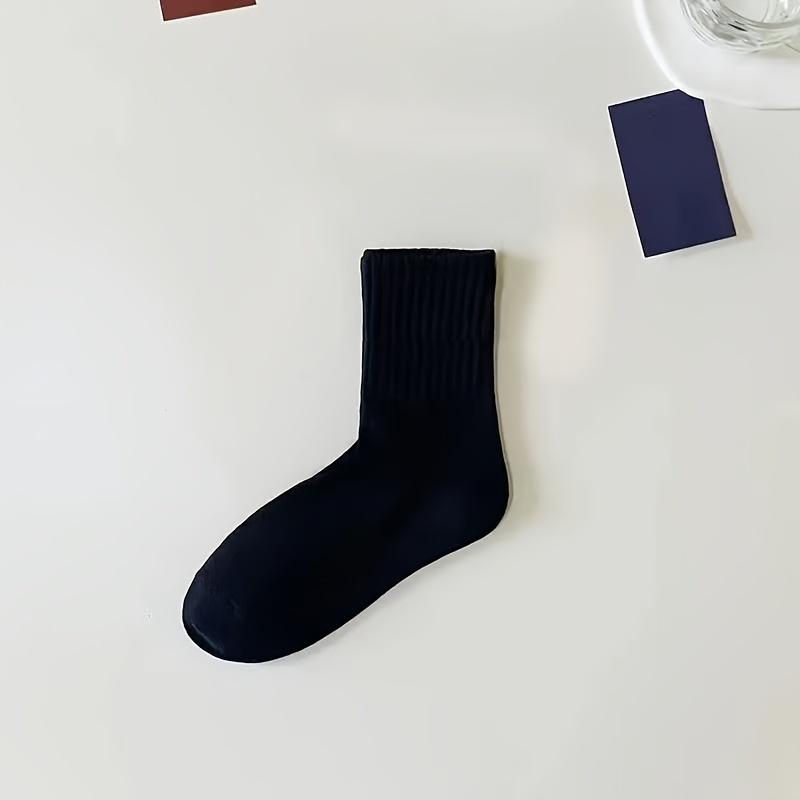 6 Pairs Comfy & Stylish Mid Length Socks: Breathable, Durable Solid Colors Unisex Socks - Easy Care, Long-Lasting Comfort for Everyday and Sports