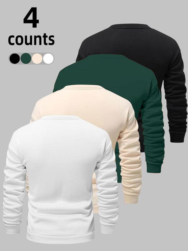 Men's Letter Print Drop Shoulder Sweatshirt, Regular Fit Casual Soft Comfy Long Sleeve Round Neck Pullover for Spring & Fall, Fashion Men's Top for Daily Wear