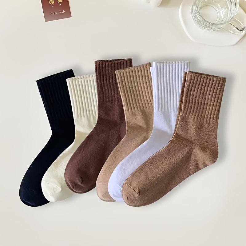 6 Pairs Comfy & Stylish Mid Length Socks: Breathable, Durable Solid Colors Unisex Socks - Easy Care, Long-Lasting Comfort for Everyday and Sports