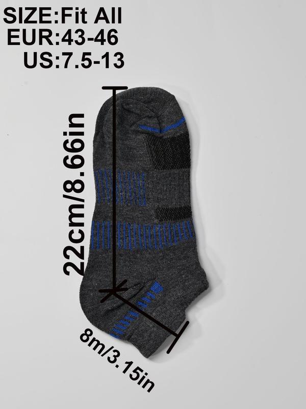 Men's Striped Print Ankle Socks, Casual Moisture Wicking Low Cut Socks, Soft Comfy Breathable Socks for All Seasons Daily Wear