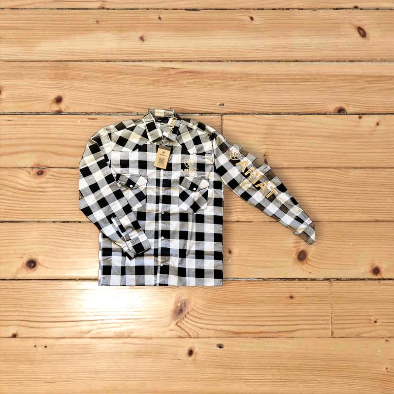 Long sleeve checker colored mens dress shirt