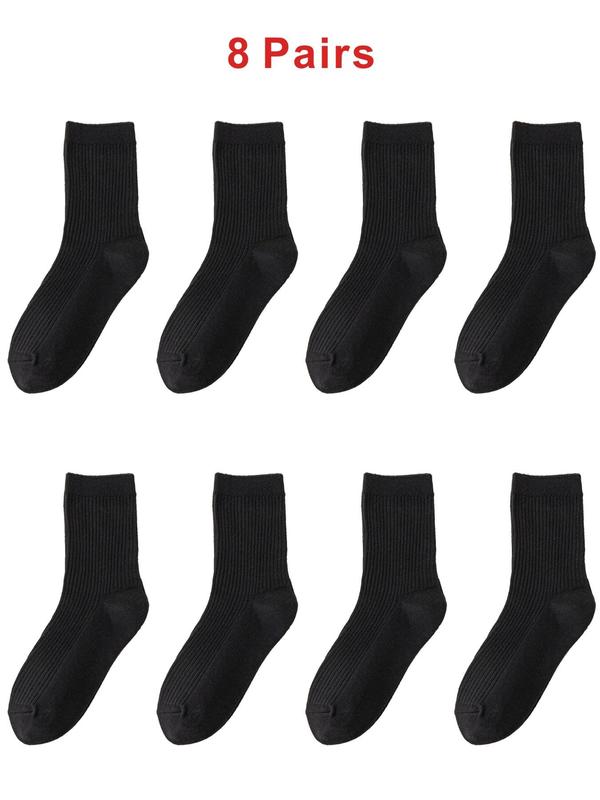 Men's Solid Crew Socks, Casual Comfy Breathable Mid-calf Socks for Daily Wear, Men's Socks for All Seasons