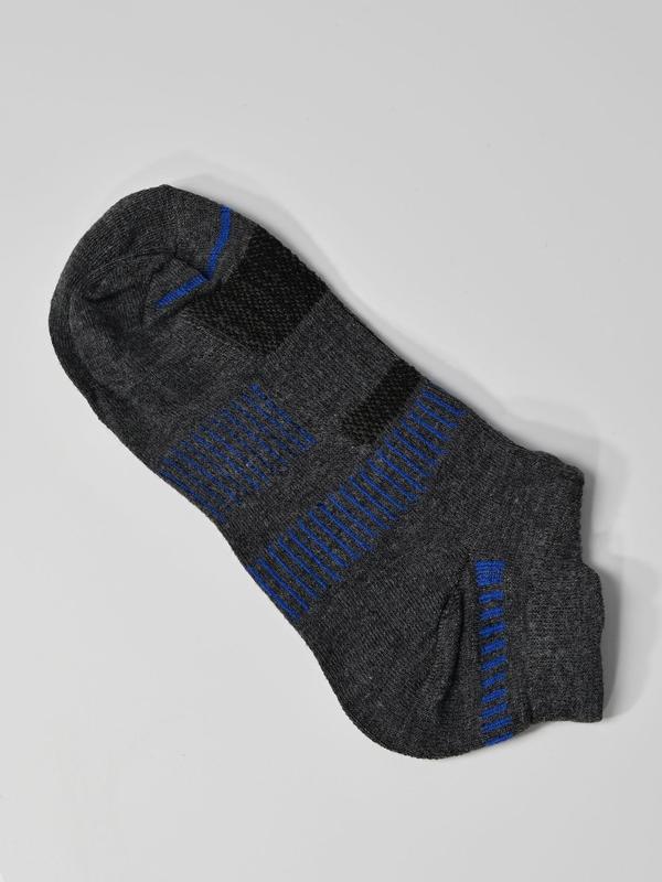 Men's Striped Print Ankle Socks, Casual Moisture Wicking Low Cut Socks, Soft Comfy Breathable Socks for All Seasons Daily Wear