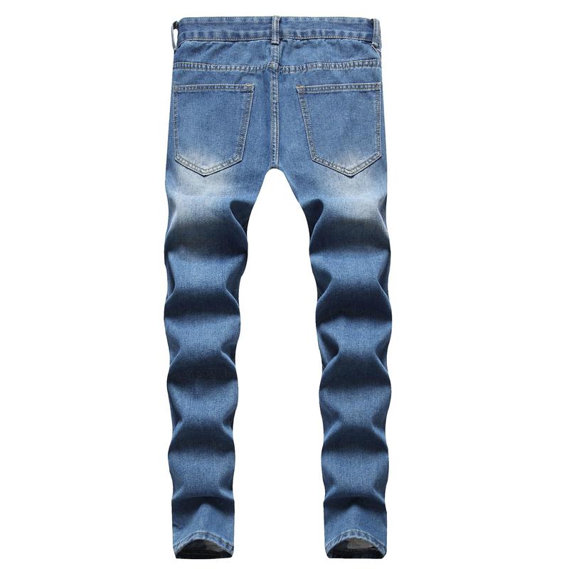 Fashion Embroidery Design, Men's Slim Ripped Jeans, Street Trend Style Jeans