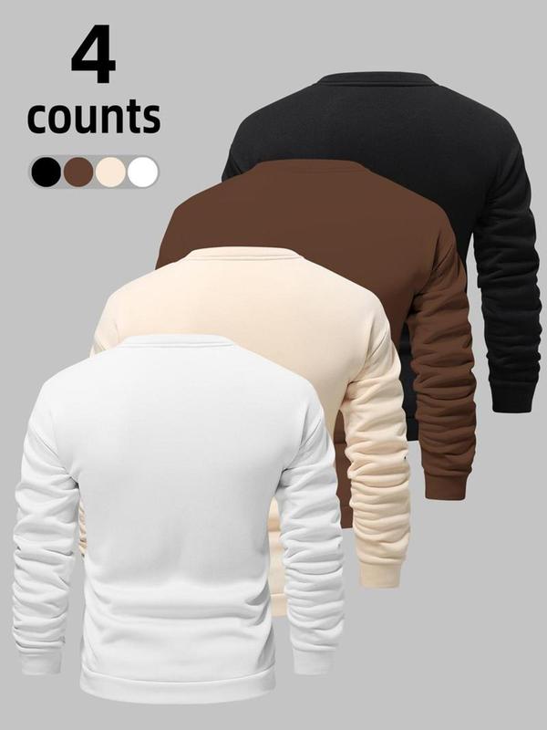 Men's Letter Print Drop Shoulder Sweatshirt, Regular Fit Casual Soft Comfy Long Sleeve Round Neck Pullover for Spring & Fall, Fashion Men's Top for Daily Wear