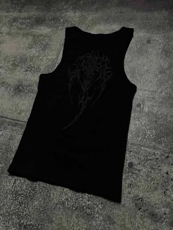 CYBER BEATER NOIR V2 MENSWEAR EMBROIDERED TOP Cotton Menswear MEN'S SLEEVELESS WORKOUT TANK SOFT