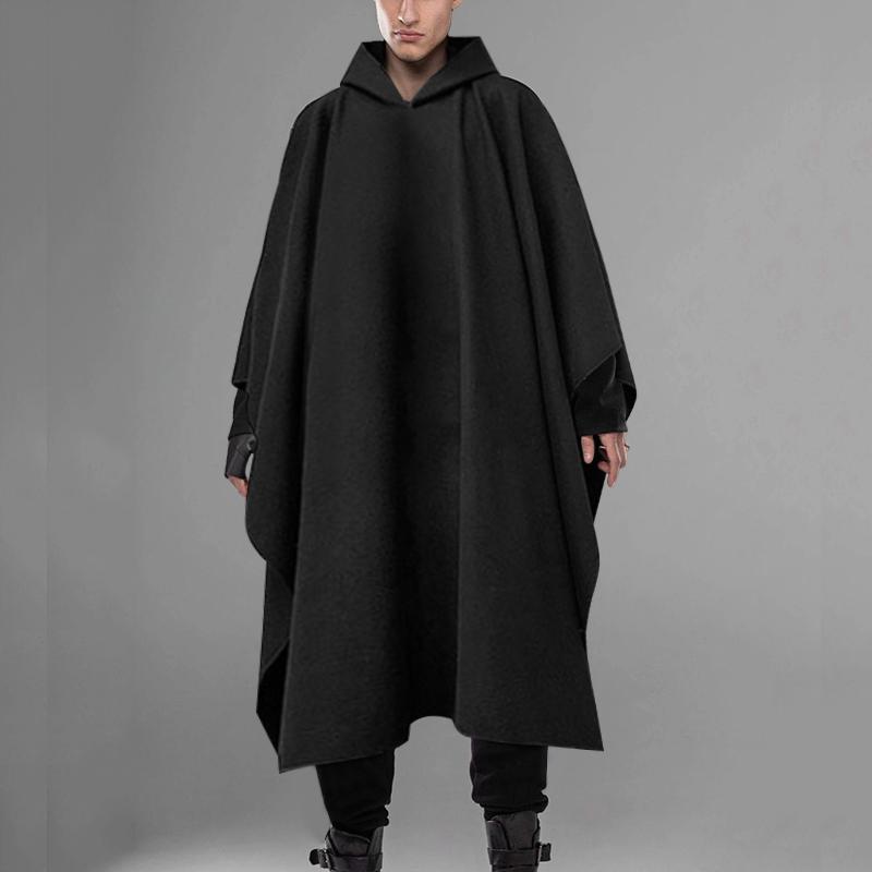 INCERUN Mens Autumn Winter Cloak Poncho Coat Retro Top Outwear Maxi Hoodie Cape Plus Size