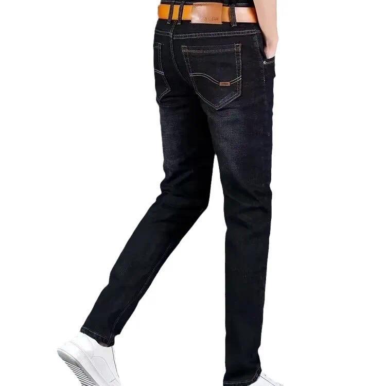 Men's Autumn Winter Jeans Fleece-Lined And Thickened Straight-Leg Loose-Fit Plus Size For Cold Weather Outdoor Wear