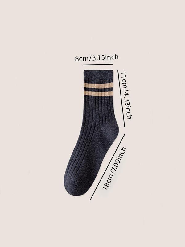 Men's 7 Pairs Striped Print Crew Socks, Casual Comfortable Breathable Socks for Daily Wear, Menswear for All Seasons