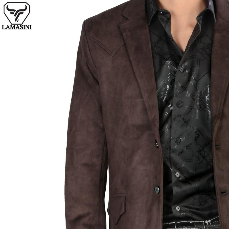 LAMASINI Men's Suede Blazer LM510, Stylish and Fitted