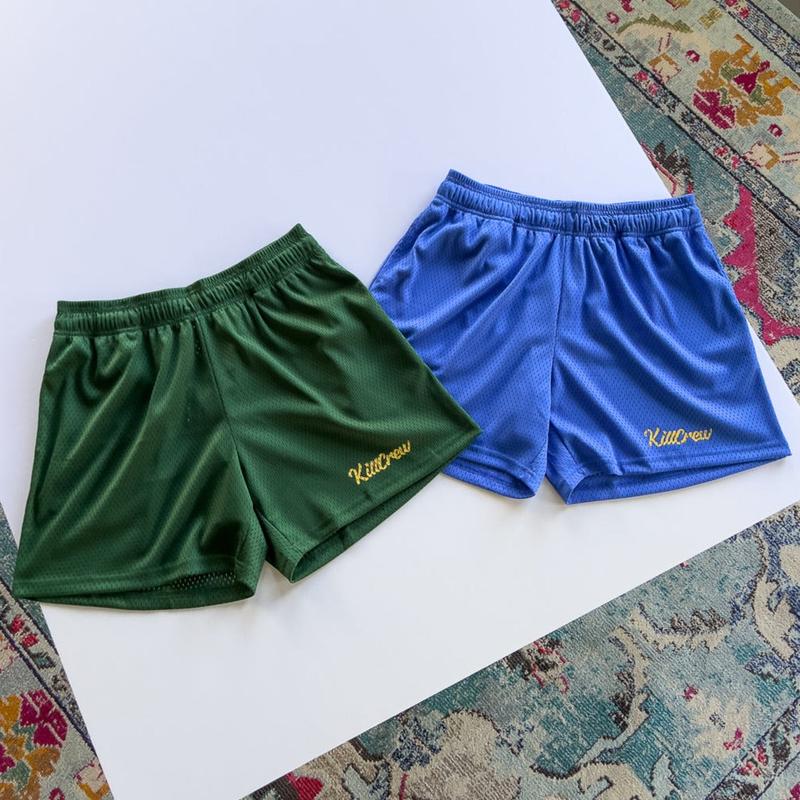 VENTED MESH SCRIPT SHORTS - GREEN   GOLD Menswear Elastic