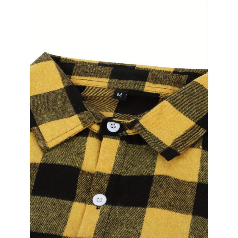 Men's Classic Plaid Flannel Shirt - Soft, Long Sleeve with Button-Down Collar & Chest Pockets | Perfect for Casual Wear & Outdoor Activities