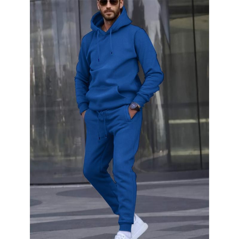 Men'S Casual Sports Set, Fashion Letter X Embroidered Belt, Long Sleeve Hoodie and Athletic Pants, Polyester Knit Sweatshirt and Joggers Outfit for Outdoor Fitness, Regular Fit, Autumn Winter Collection