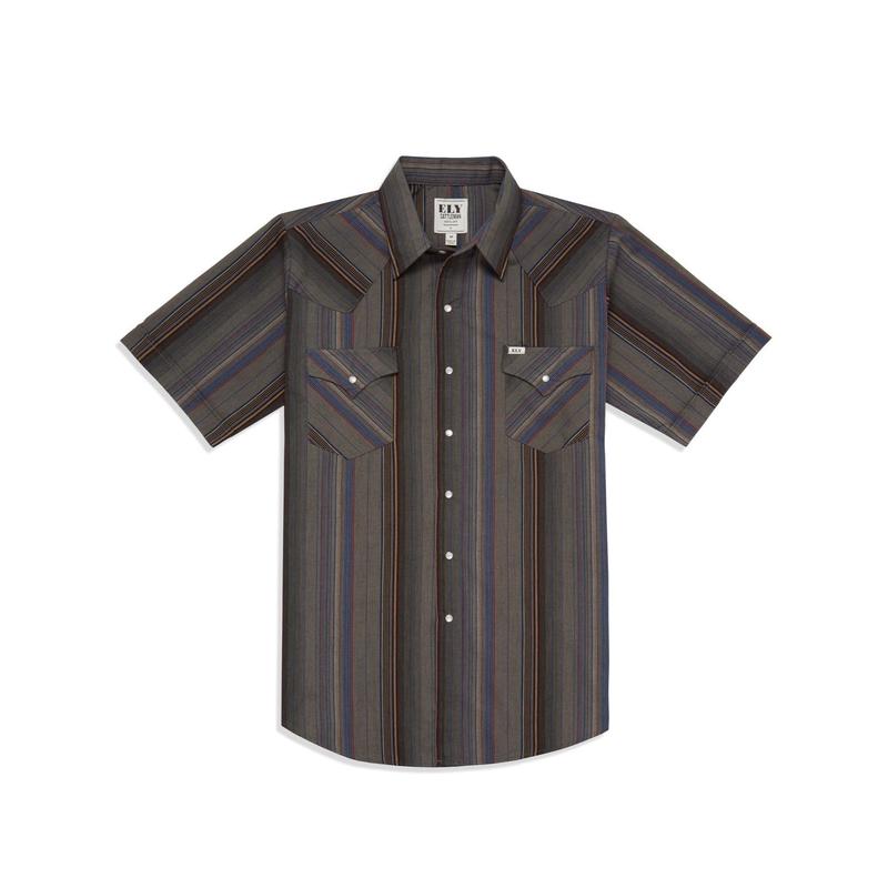 Men's Ely Cattleman Short Sleeve Stripe Western Snap Shirt