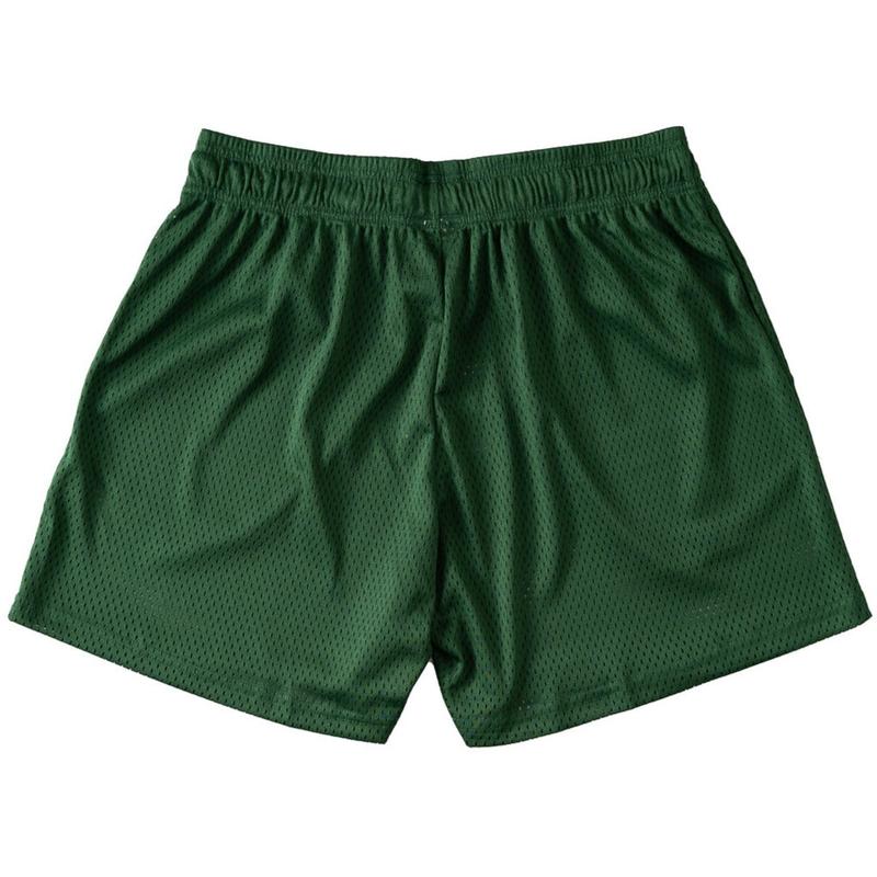 VENTED MESH SCRIPT SHORTS - GREEN   GOLD Menswear Elastic