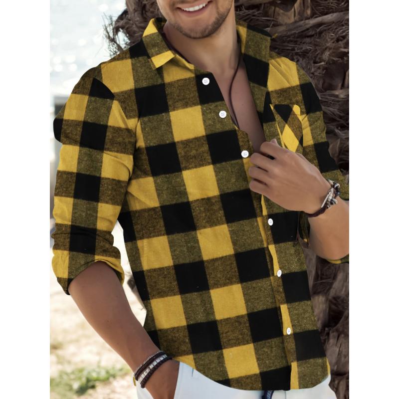 Men's Classic Plaid Flannel Shirt - Soft, Long Sleeve with Button-Down Collar & Chest Pockets | Perfect for Casual Wear & Outdoor Activities