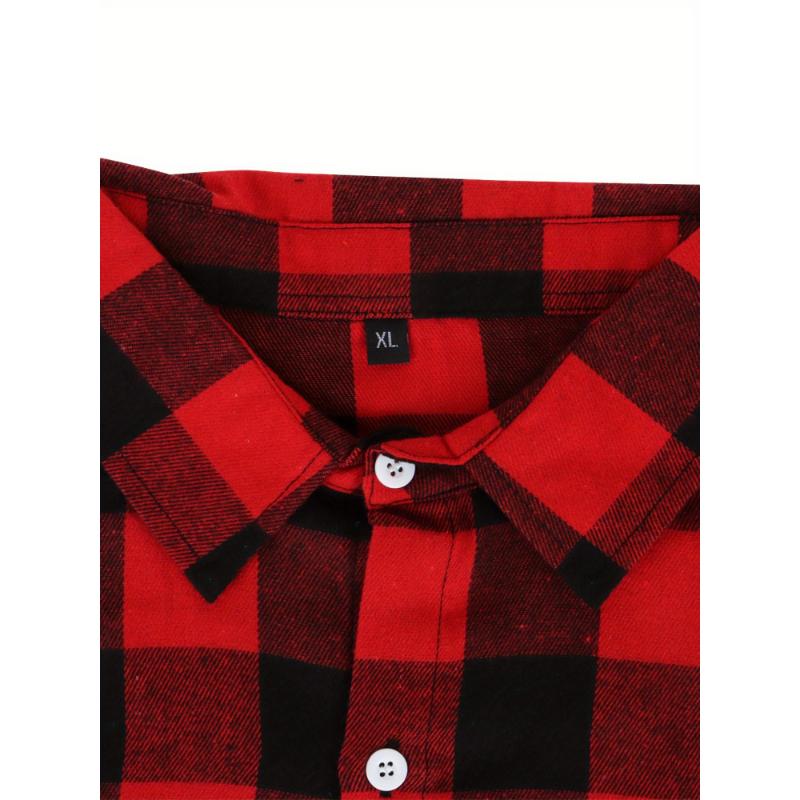 Men's Classic Plaid Flannel Shirt - Soft, Long Sleeve with Button-Down Collar & Chest Pockets | Perfect for Casual Wear & Outdoor Activities