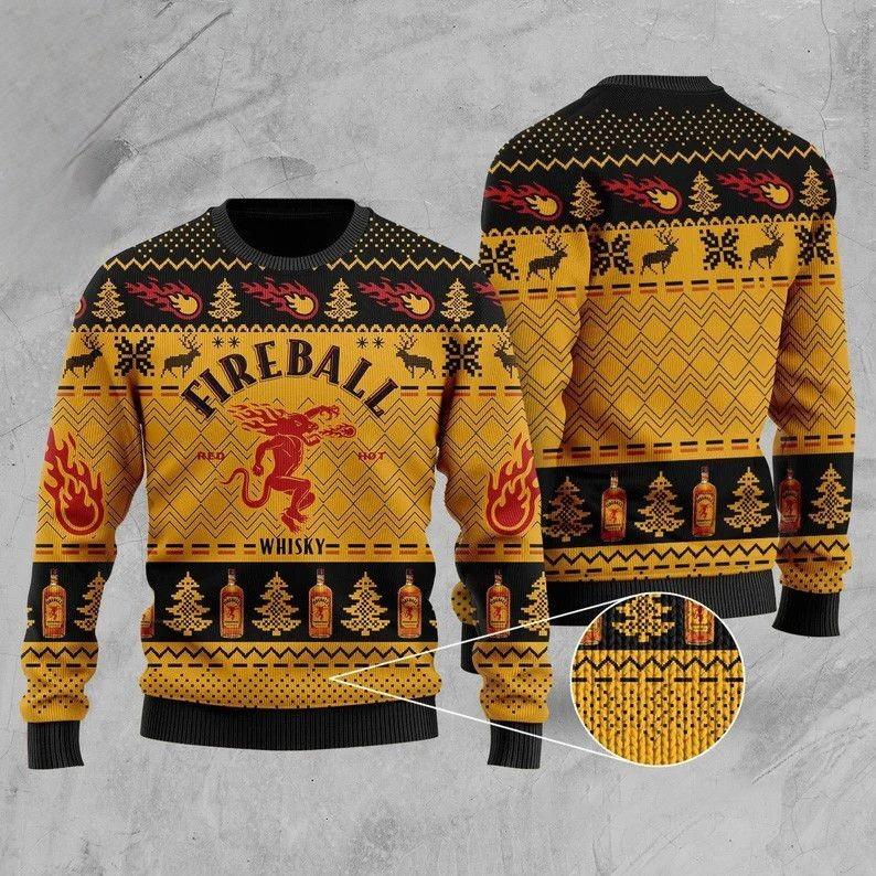 Fireball Whisky Christmas Ugly Sweater, Fireball Xmas Sweater, Whisky Beer Lover Sweater For Men And Women, Holiday Shirt