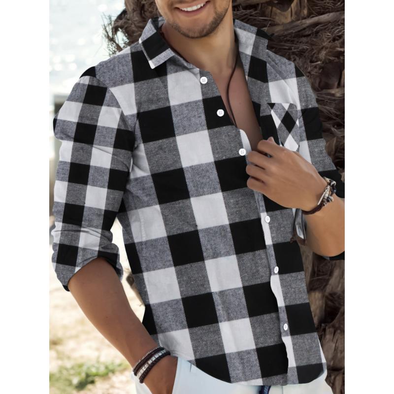 Men's Classic Plaid Flannel Shirt - Soft, Long Sleeve with Button-Down Collar & Chest Pockets | Perfect for Casual Wear & Outdoor Activities