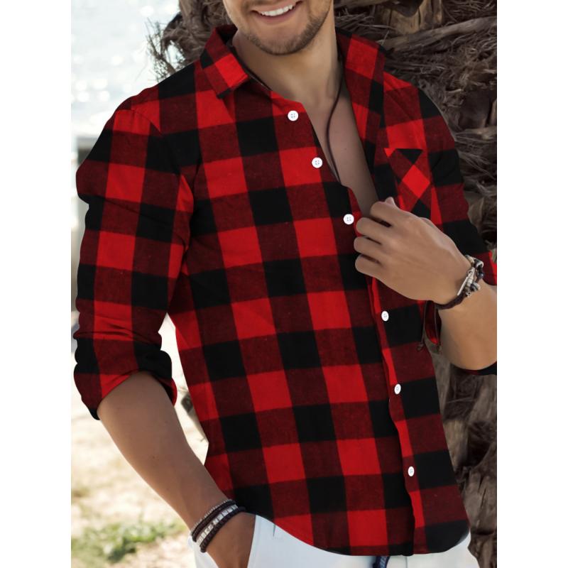 Men's Classic Plaid Flannel Shirt - Soft, Long Sleeve with Button-Down Collar & Chest Pockets | Perfect for Casual Wear & Outdoor Activities