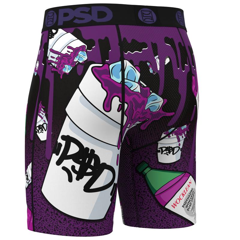 PSD Men's Purp Wock Boxer Brief - Standard Length 7 Inch Inseam, Moisture-Wicking 4-Way Stretch Fabric