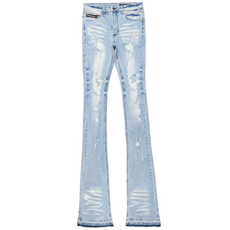 Zahir Blue Super Stacked Flare Jean