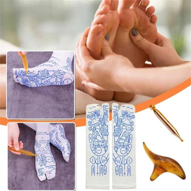 [Reflexology Socks Tool Set]  Thanksgiving Gift, Acupressure Socks with Tool Foot Pain Relief, Foot Massage Socks for Women and Men