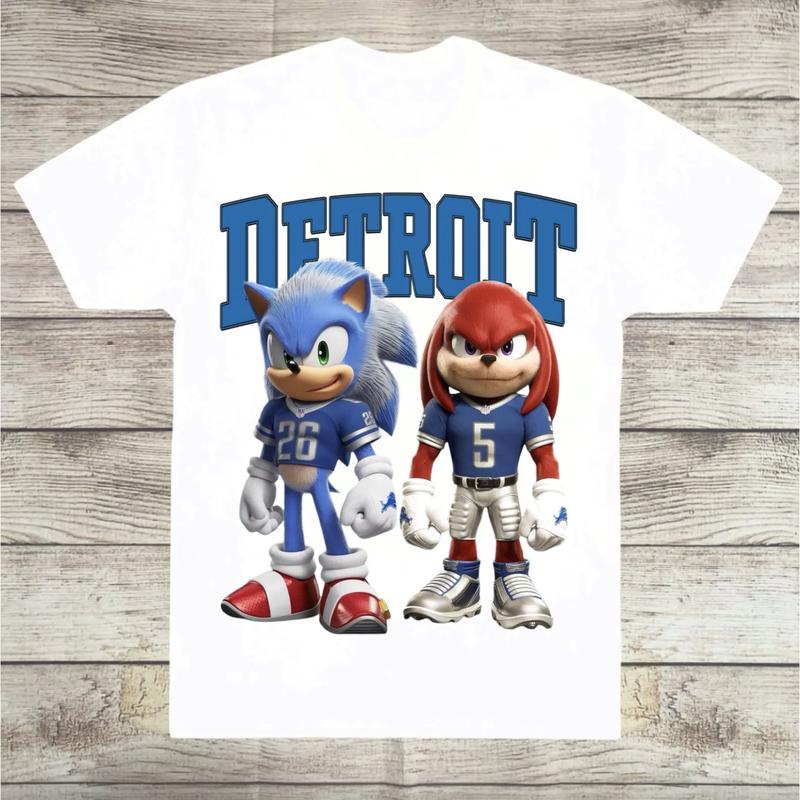 Detroit Sonic+Knuckles Heavyweight Detroit Football Fan T-shirt, Perfect Gift for Football Fans, Detroit Football Amon-Ra St Brown Kiss Meme Unisex T-Shirt, Funny Football Shirt