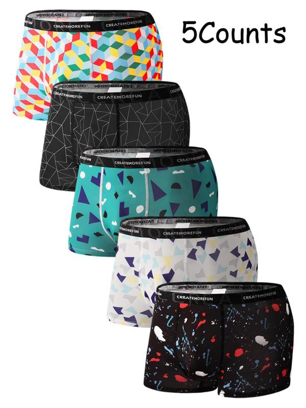 Men's All Over Print Boxer Brief, Casual Comfy Breathable Underwear for Daily Wear, Mens Underwear for All Seasons