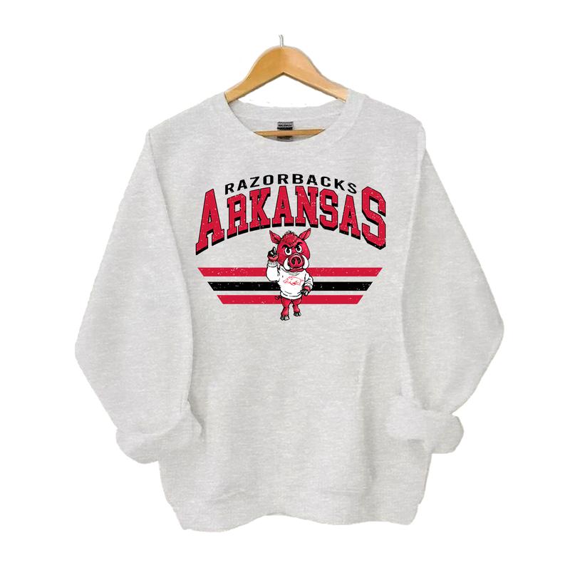 Retro NCAA College Football Mascot Crewneck Sweatshirt Classic Menswear Tops Cotton Sweaters   Sport Fabric Casual Embroidered Hoodie