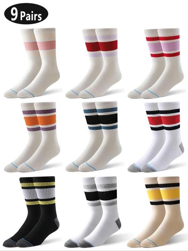 Men's Solid Color Crew Socks, Casual Comfy Breathable Mid-calf Socks for Daily Wear, Men's Socks for Fall & Winter