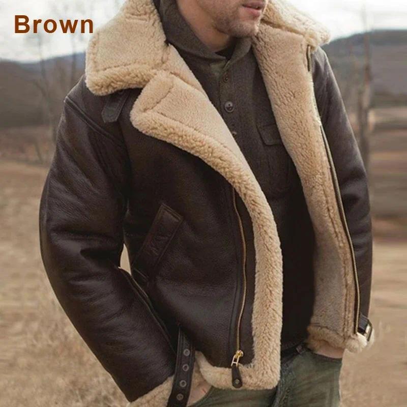 2022 Winter Bomber Leather Jacket Men Sheep Shearling Lambskin Warm Jackets Parka Pilot Men's Natural Sheepskin Fur Coat New