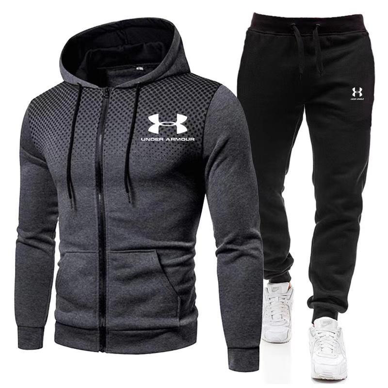 2024 Under Armour New Casual Polka Dot Zip Athietic HoodedSweatshirt Sweatsuit Menswear Clothing