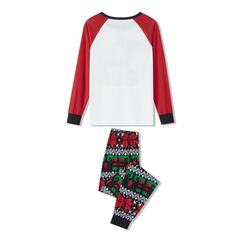 Red Matching Christmas Pajamas For Family Long Sleeve Christmas Hat Print Tops + Pattern Print Pants