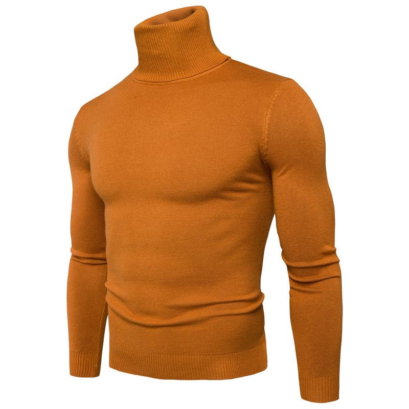 Men's solid color slim turtleneck sweater sweater plus size fashion leisure pullover bottoming shirt