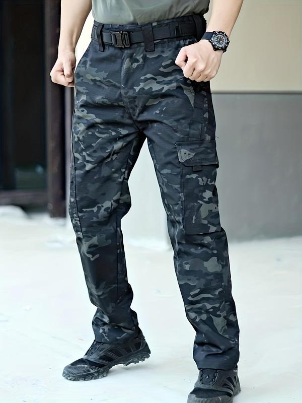 Men's Solid   Camo Print Pocket Design Cargo Pants without Belt, Casual Comfy Trousers for Outdoor Work, Pants for Men, Fashion Men's Bottoms for All Seasons