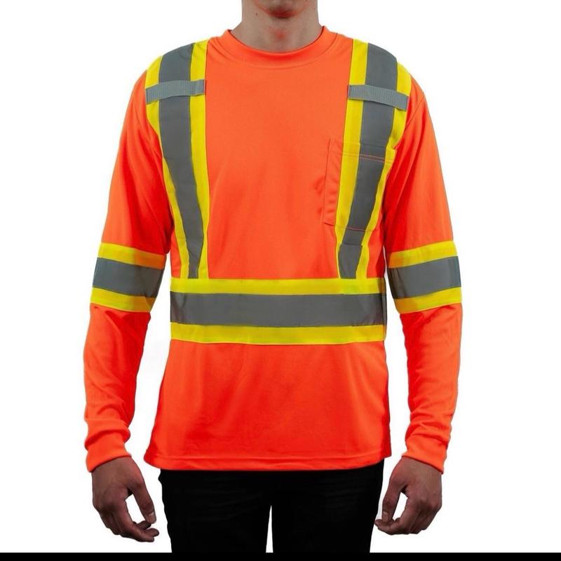 4 PACK long sleeve polyester shirts with double tone high visibility reflectors 4 PACK FOR 40.99$