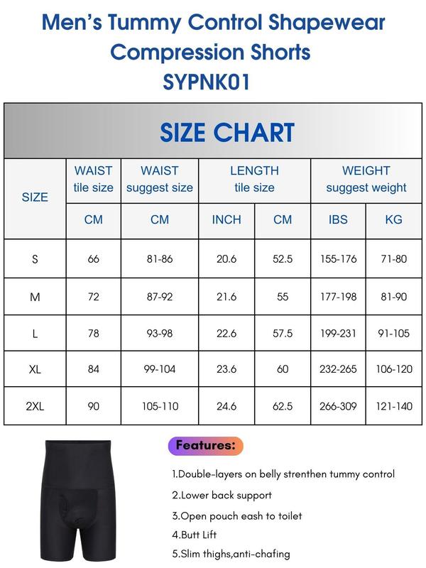 Men's High Waist Shapewear Shorts, Tummy Control Shapewear for Men, High Stretch Shaper for Daily Wear