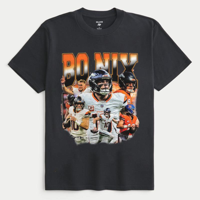 Bo Nix Shirt Graphic Tee Custom Vintage Denver Broncos NFL Football Merch