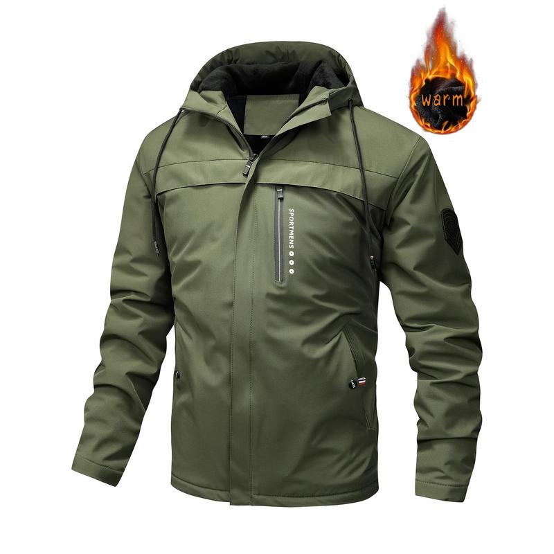 Warm Fleece Hooded Jacket, Men's Casual Winter Jacket Coat For Outdoor Activities